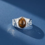 Bague Œil de Tigre Homme Acier Inoxydable Taille Ajustable - Biloria