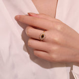 Bague Œil de Tigre Larme – Protection et Élégance Argent Plaqué Or - Biloria