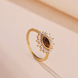 Bague Œil de Tigre Larme – Protection et Élégance Argent Plaqué Or - Biloria