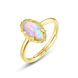 Bague Opale Ajustable - Argent Plaqué Or, Bijou Spirituel - Biloria