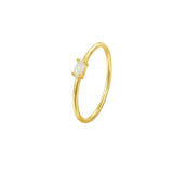 Bague Opale Aura Fine – Bijou Artisanal en Argent Plaqué Or - Biloria