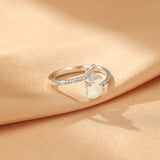 Bague Opale Cœur en Argent 925 – Bijou Ajustable Sirène - Biloria