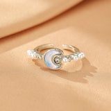 Bague Opale et Perle Mère Fille - Bijou Ajustable - Biloria