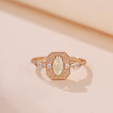 Bague Opale Rêve Champêtre en Argent Plaqué Or - Biloria
