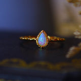 Bague Opale Sagesse Argent Plaqué Or Créativité - Biloria