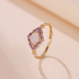 Bague Opale Violette Ajustable Argent Plaqué Or - Biloria