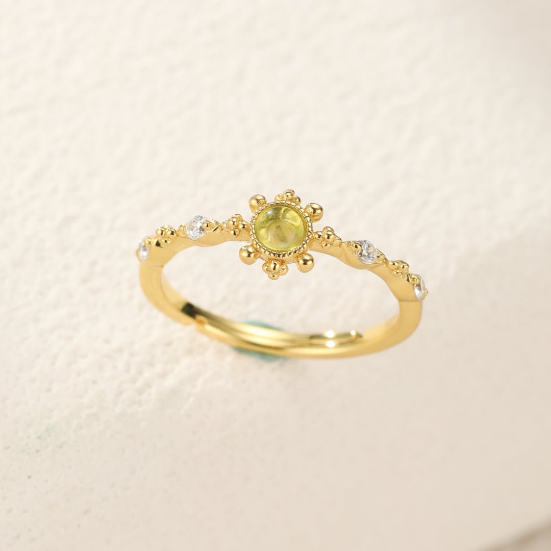 Bague Péridot 3x3mm Argent Plaqué Or Naturel Ajustable - Biloria