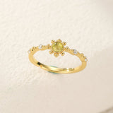 Bague Péridot 3x3mm Argent Plaqué Or Naturel Ajustable - Biloria