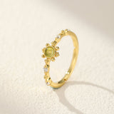 Bague Péridot 3x3mm Argent Plaqué Or Naturel Ajustable - Biloria