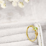 Bague Péridot 8mm Zircon Argent Plaqué Or – Prospérité - Biloria