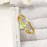 Bague Péridot 8mm Zircon Argent Plaqué Or – Prospérité - Biloria