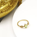 Bague Péridot 8mm Zircon Argent Plaqué Or – Prospérité - Biloria