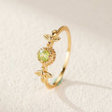 Bague Péridot Abeille Joyeuse Argent Plaqué Or – Feng Shui - Biloria