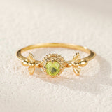 Bague Péridot Abeille Joyeuse Argent Plaqué Or – Feng Shui - Biloria
