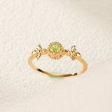 Bague Péridot Abeille Joyeuse Argent Plaqué Or – Feng Shui - Biloria