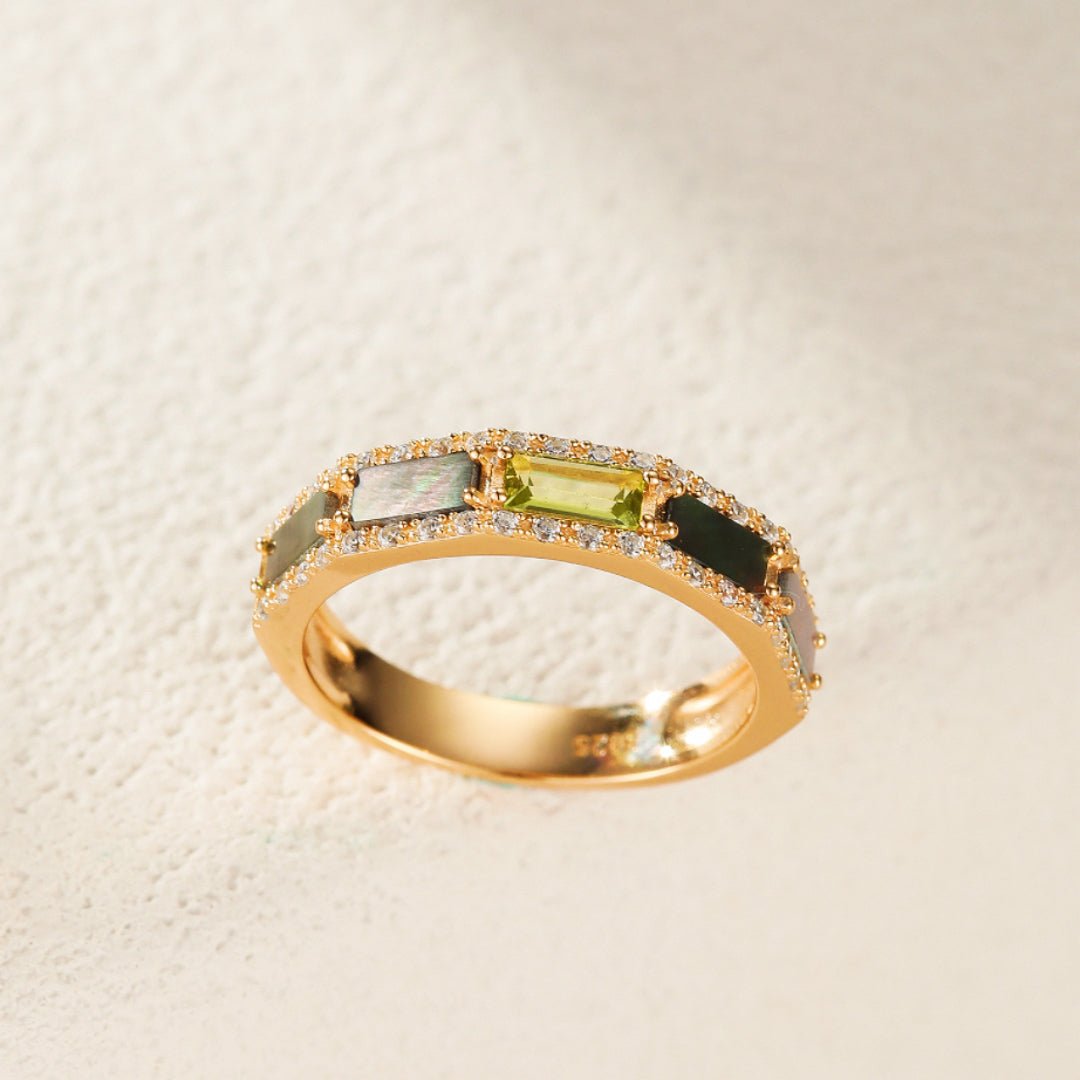 Bague Péridot Arc en Ciel Argent Plaqué Or - Biloria