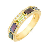 Bague Péridot Arc en Ciel Argent Plaqué Or - Biloria