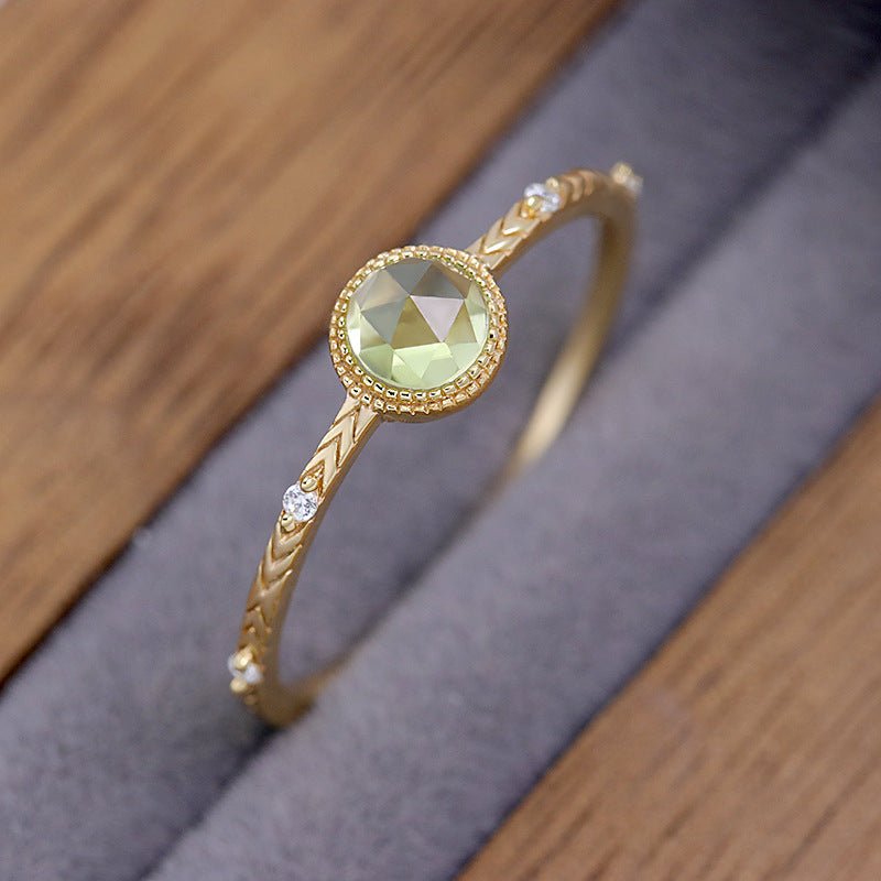 Bague Péridot Douceur Bijou Argent Plaqué Or pour Méditation - Biloria