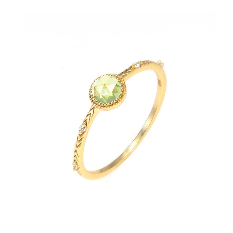 Bague Péridot Douceur Bijou Argent Plaqué Or pour Méditation - Biloria