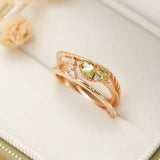 Bague Péridot en Argent Plaqué Or pour la Méditation - Biloria