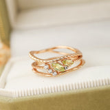 Bague Péridot en Argent Plaqué Or pour la Méditation - Biloria