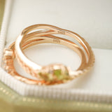Bague Péridot en Argent Plaqué Or pour la Méditation - Biloria