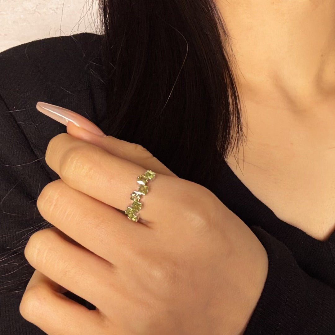 Bague Péridot Goutte de Joie Argent 925 Ajustable - Biloria