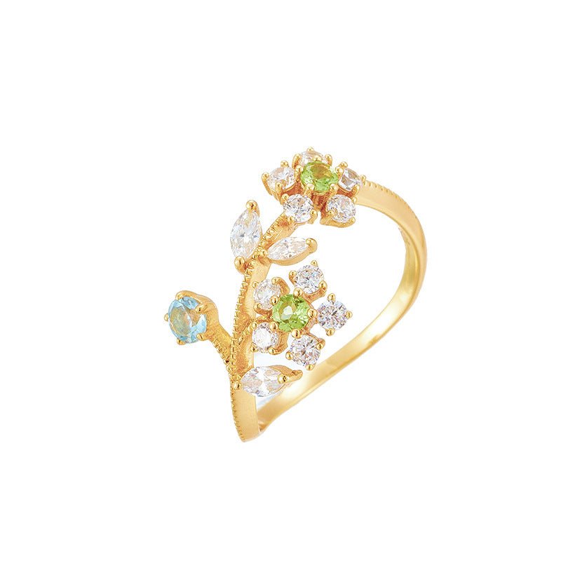 Bague Péridot Narcisses en Argent Plaqué Or - Biloria