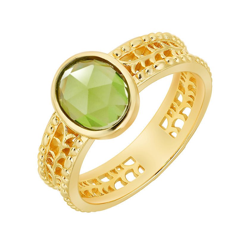 Bague Péridot Olive Argent Plaqué Or – Bijou Relaxation - Biloria