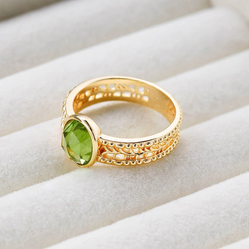Bague Péridot Olive Argent Plaqué Or – Bijou Relaxation - Biloria