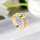 Bague Péridot Olive Argent Plaqué Or – Bijou Relaxation - Biloria