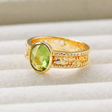 Bague Péridot Olive Argent Plaqué Or – Bijou Relaxation - Biloria