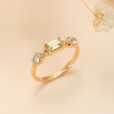 Bague Péridot Topaze Bleue – Argent Plaqué Or Ajustable - Biloria