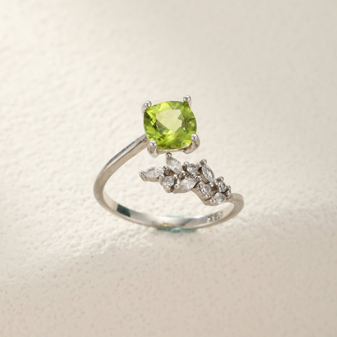 Bague Péridot Verte Naturelle Argent 925 – Bijou Ajustable - Biloria