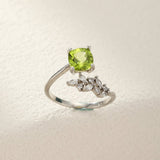 Bague Péridot Verte Naturelle Argent 925 – Bijou Ajustable - Biloria