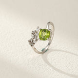 Bague Péridot Verte Naturelle Argent 925 – Bijou Ajustable - Biloria