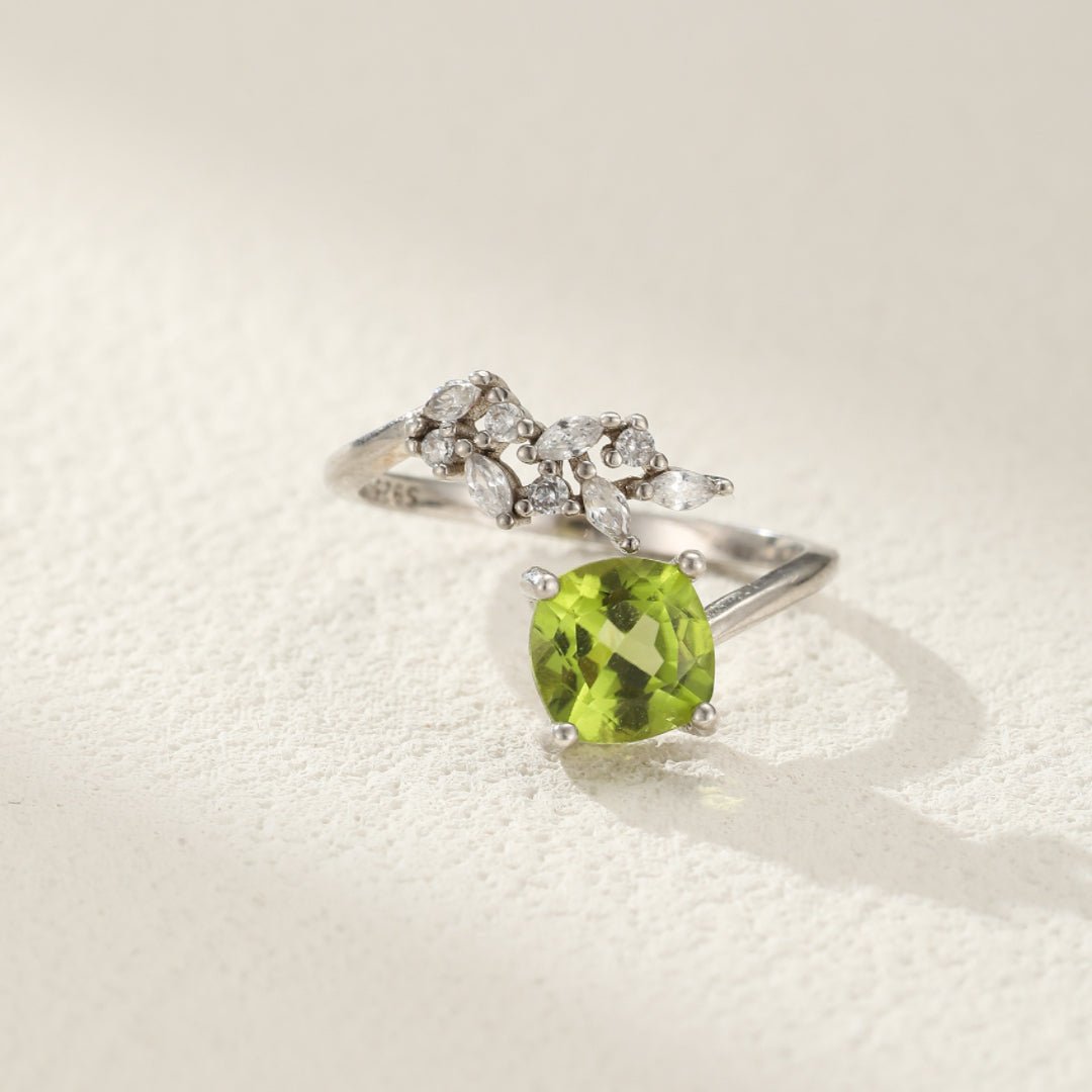 Bague Péridot Verte Naturelle Argent 925 – Bijou Ajustable - Biloria
