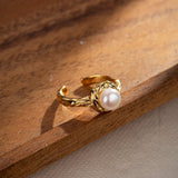 Bague Perle Eau Douce 7 mm - Argent Plaqué Or S925 Ajustable - Biloria