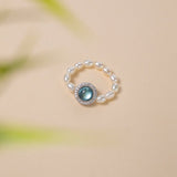 Bague Perle et Aigue Marine Argent 925 – Bijou de Sérénité - Biloria