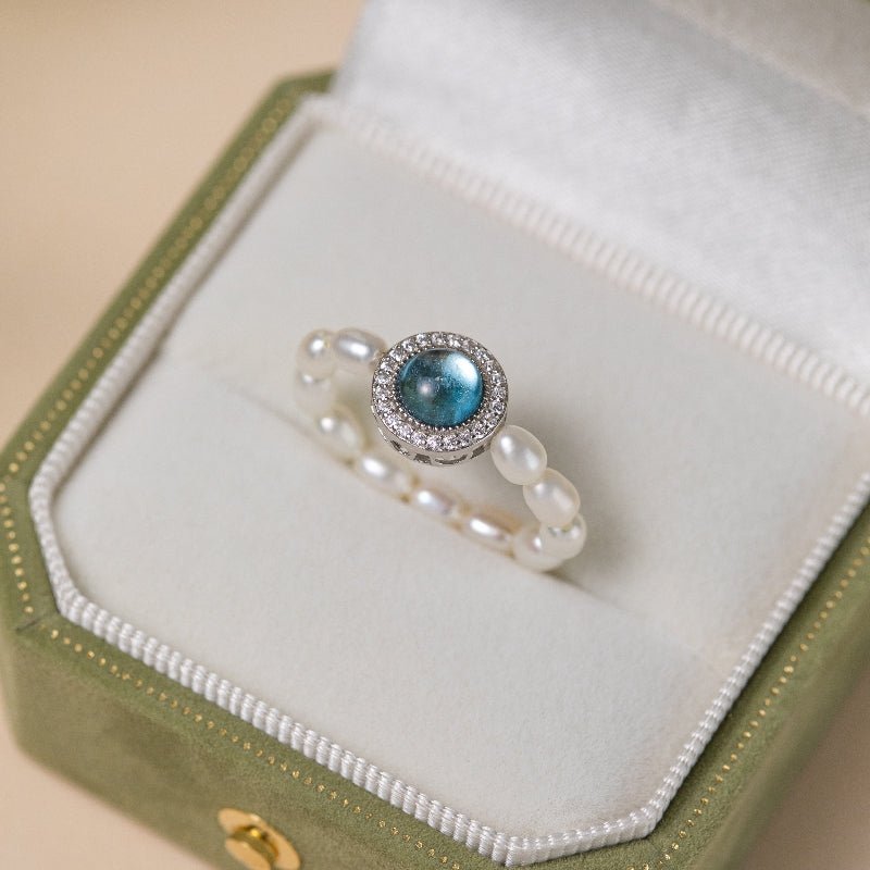 Bague Perle et Aigue Marine Argent 925 – Bijou de Sérénité - Biloria