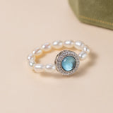 Bague Perle et Aigue Marine Argent 925 – Bijou de Sérénité - Biloria