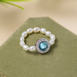 Bague Perle et Aigue Marine Argent 925 – Bijou de Sérénité - Biloria
