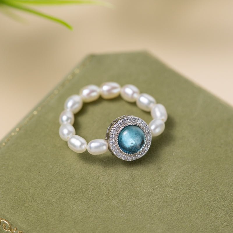 Bague Perle et Aigue Marine Argent 925 – Bijou de Sérénité - Biloria