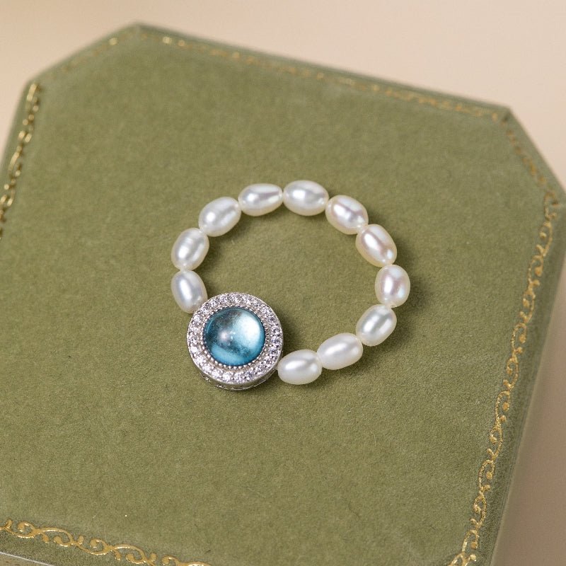 Bague Perle et Aigue Marine Argent 925 – Bijou de Sérénité - Biloria