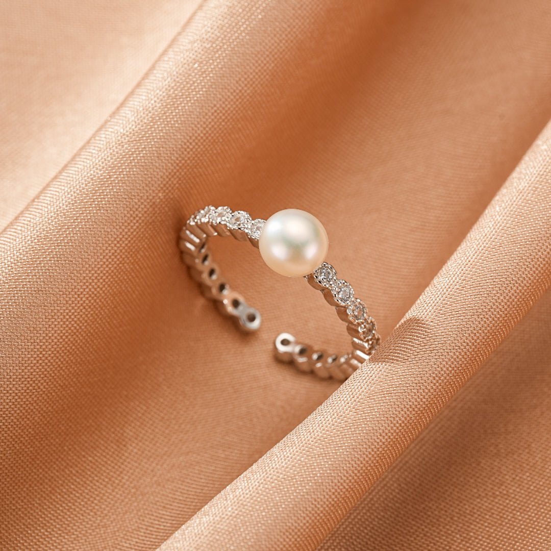 Bague Perle et Zircon Argent 925 Ajustable - Cadeau Féminin - Biloria