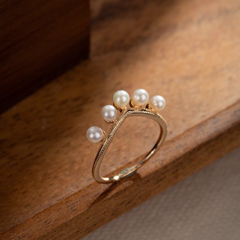 Bague Perle Rosée Matinale Argent Plaqué Or Tendance Bureau - Biloria