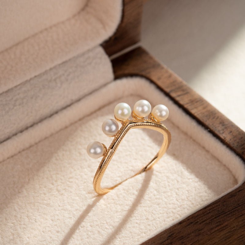 Bague Perle Rosée Matinale Argent Plaqué Or Tendance Bureau - Biloria