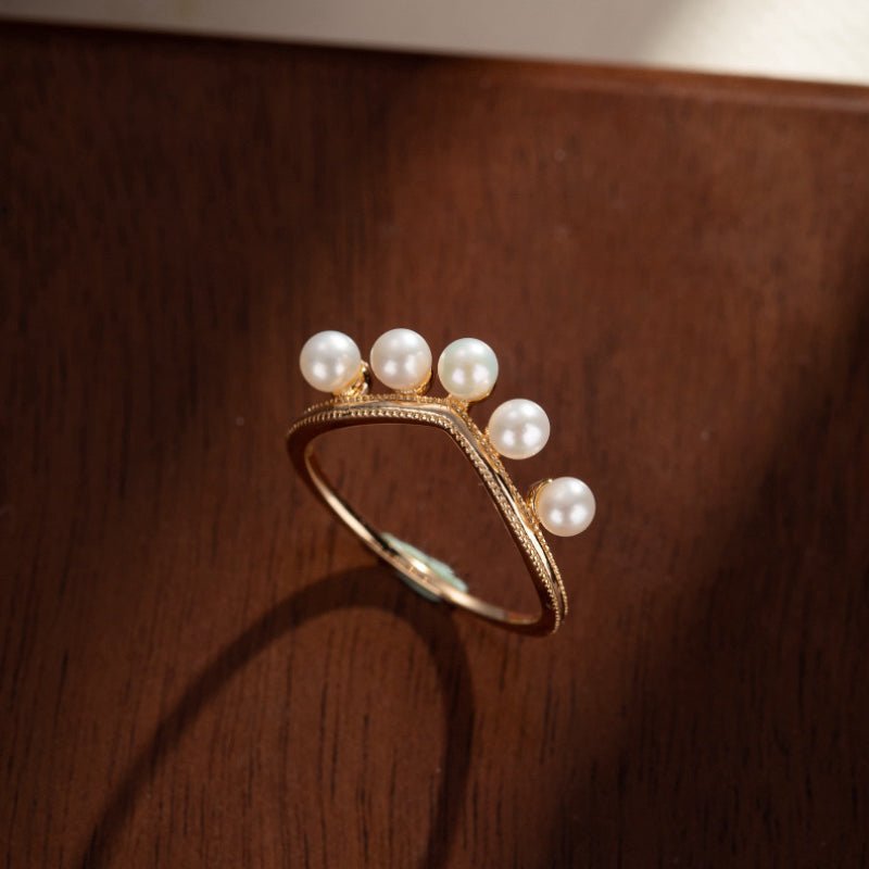 Bague Perle Rosée Matinale Argent Plaqué Or Tendance Bureau - Biloria