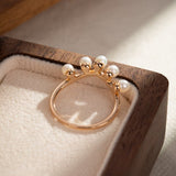 Bague Perle Rosée Matinale Argent Plaqué Or Tendance Bureau - Biloria
