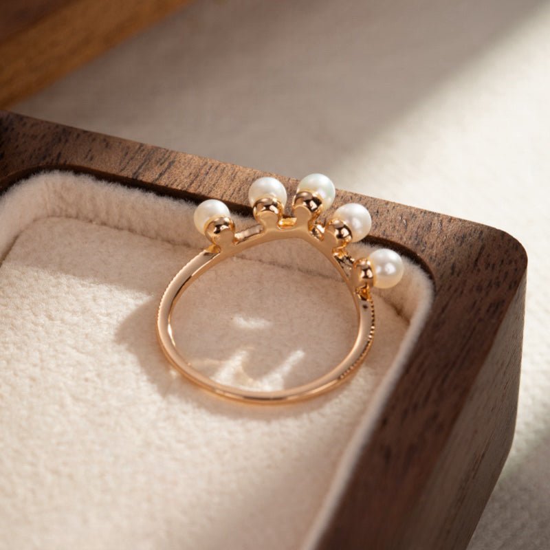 Bague Perle Rosée Matinale Argent Plaqué Or Tendance Bureau - Biloria